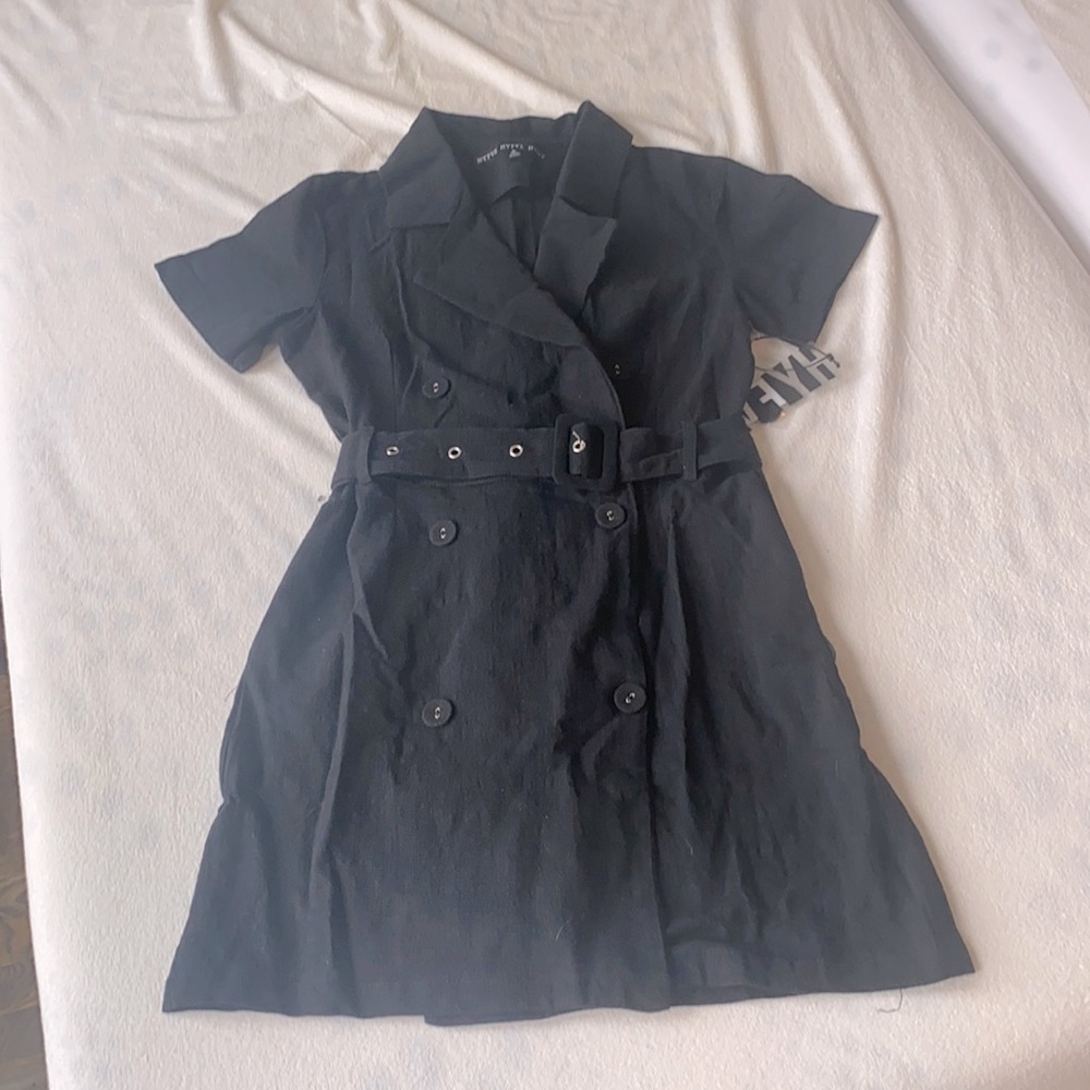 Black linen dress